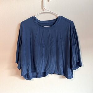 SATINY cropped workout yoga top short sleeve